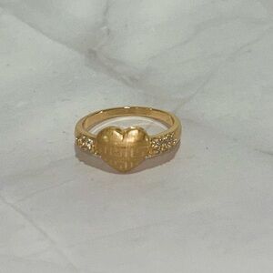 18K Gold filled Heart Ring with Pavé Accents - Women Jewelry